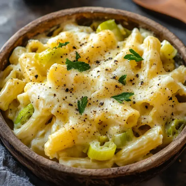 Käse-Lauch Pasta mit Hackfleisch