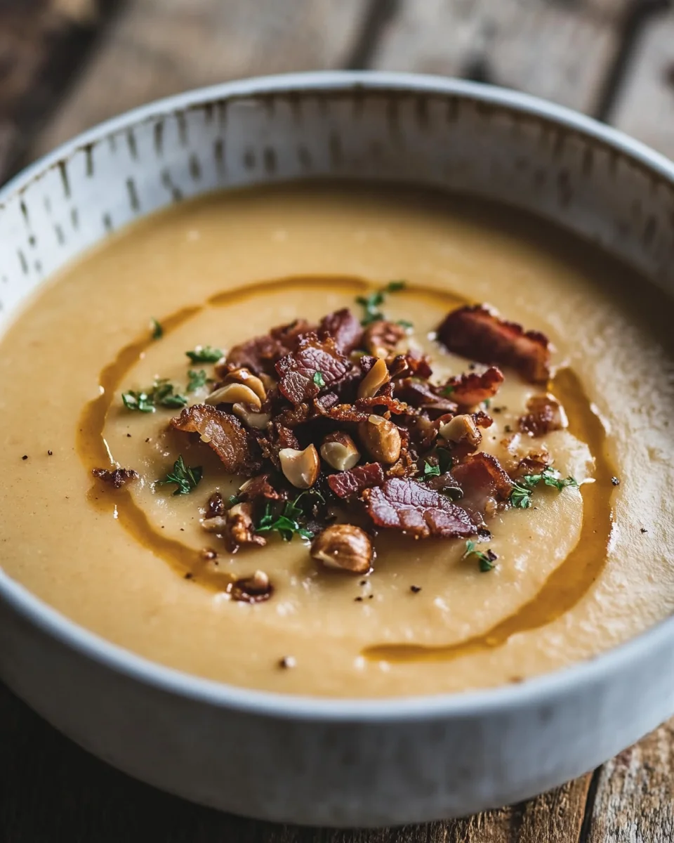 Maronensuppe mit karamellisierten Nüssen und Speck 22 Maronensuppe