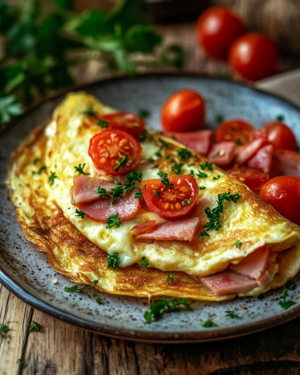 Omelette mit Schinken, Käse und Tomaten 17 Omelette