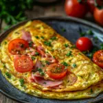 Omelette mit Schinken, K&auml;se und Tomaten