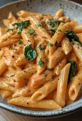 Penne in Lachs-Sahne-Sauce mit Spinat 23 Penne in Lachs-Sahne-Sauce mit Spinat