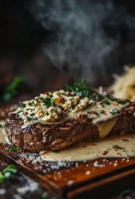 Pikantes Steak Gorgonzola Alfredo mit cremiger Parmesan-Soße 26 Pikantes Steak Gorgonzola Alfredo mit cremiger Parmesan-Soße