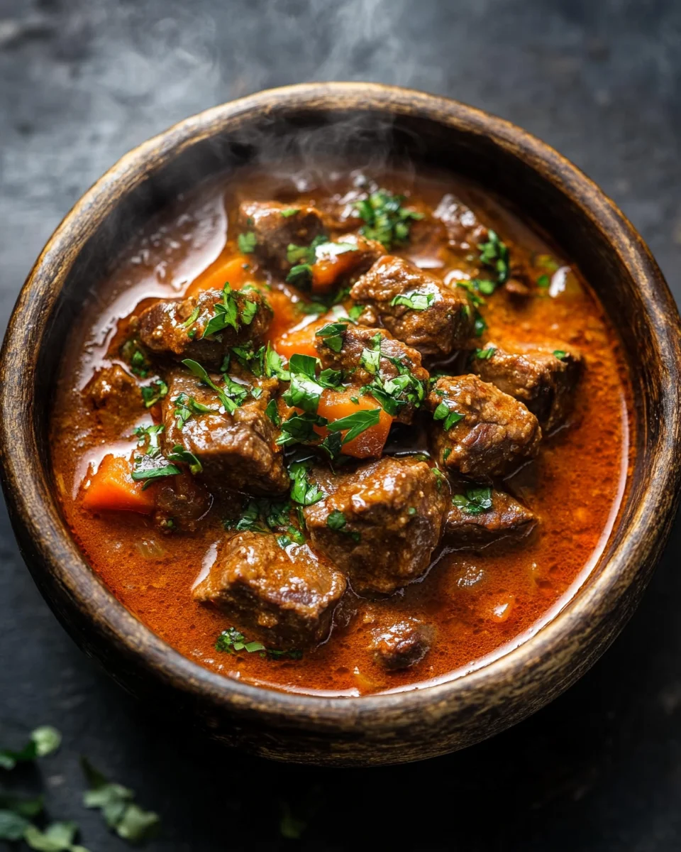 Rindergulasch in Tomaten-Sahnesoße