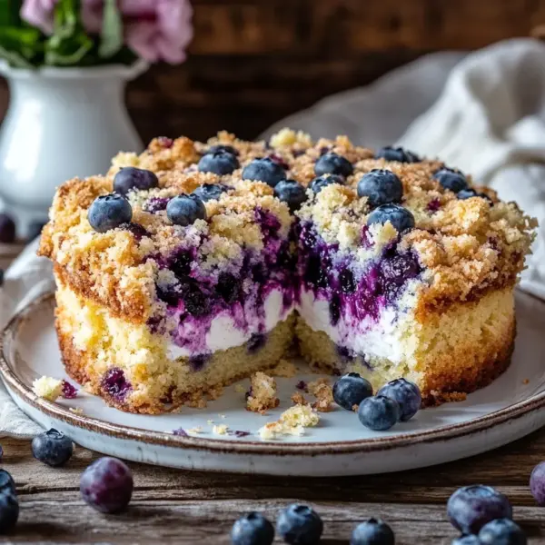 schneller Blaubeer-Quark-Kuchen mit Streuseln