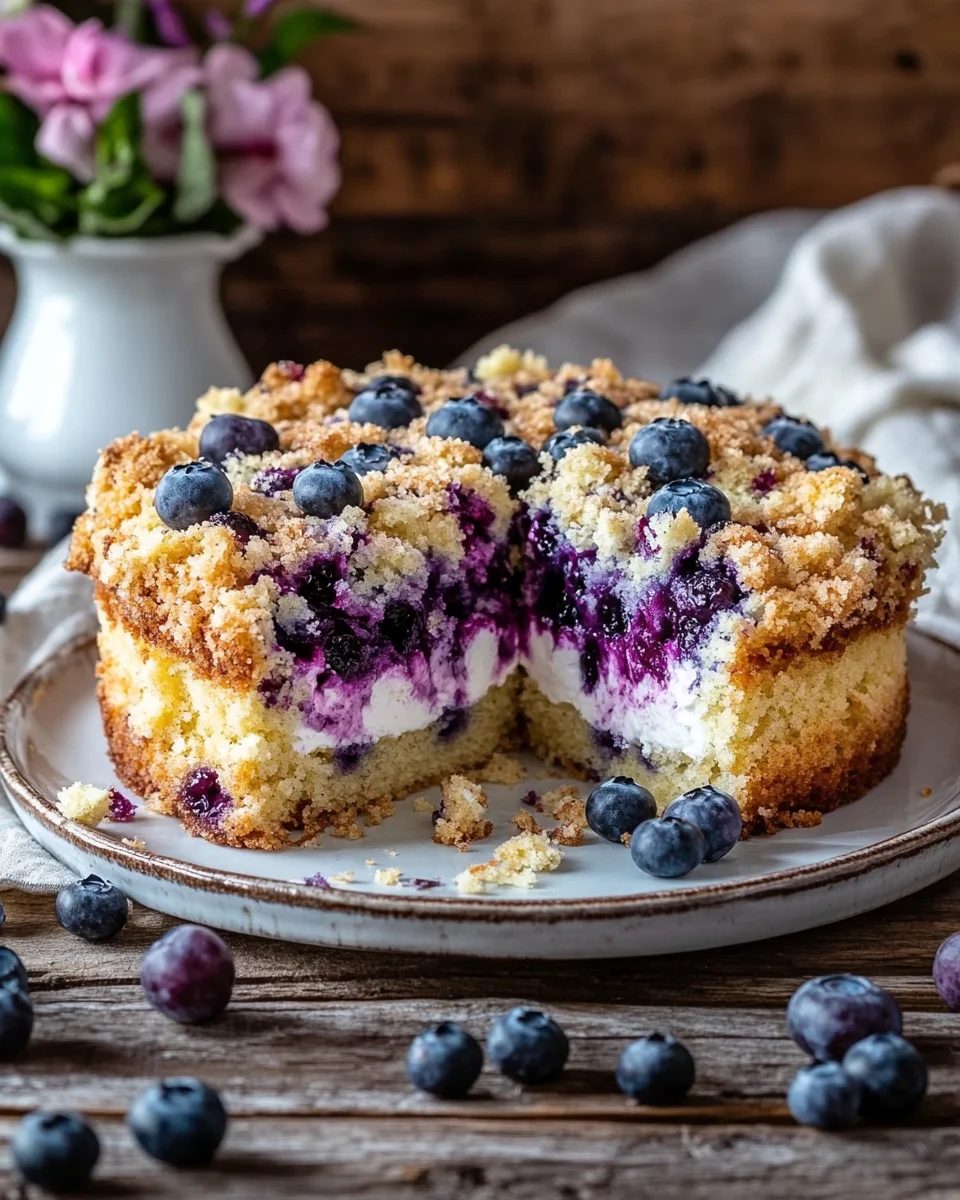 schneller Blaubeer-Quark-Kuchen mit Streuseln
