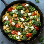 Schupfnudelpfanne mit Brokkoli, Feta und Tomaten