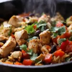Taco-Pfanne mit Huhn und Reis