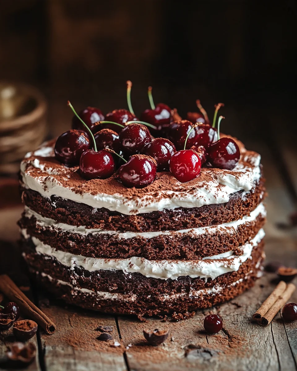 Winterlicher Maulwurfkuchen mit Zimtsahne und Punschkirschen