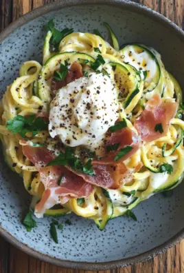 Zucchini Carbonara mit knusprigem Prosciutto und Burrata 26 Zucchini Carbonara mit knusprigem Prosciutto und Burrata